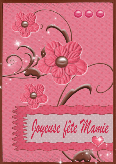 Carte Joyeuse Fête Mamie Avec Des Fleurs Roses : Envoyer 